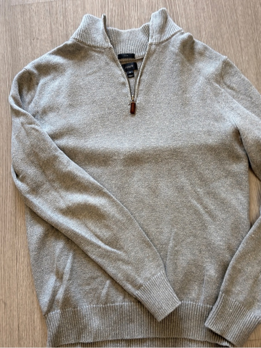 J. Crew Men's Heather Gray Quarter-Zip Sweater